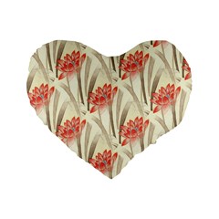 Flower Flora Leaf Wallpaper Standard 16  Premium Flano Heart Shape Cushions