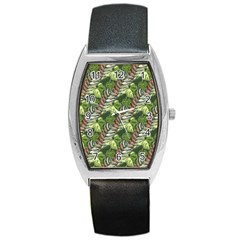 Leaves Seamless Pattern Design Barrel Style Metal Watch by Pakrebo