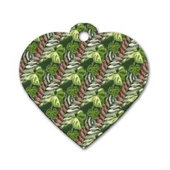 Leaves Seamless Pattern Design Dog Tag Heart (two Sides) by Pakrebo