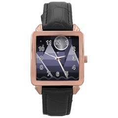 Background Stylized Scenery Rose Gold Leather Watch  by Pakrebo