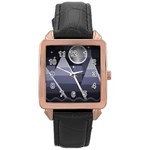 Background Stylized Scenery Rose Gold Leather Watch  Front