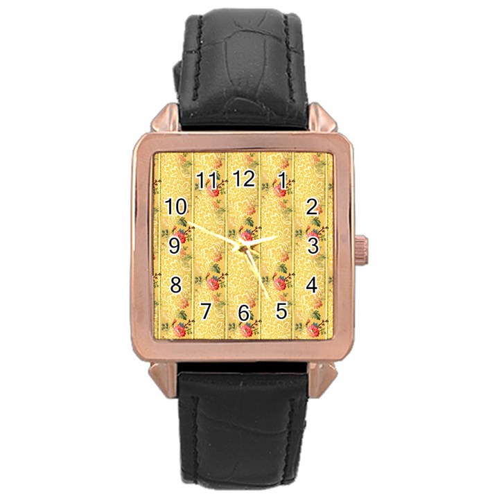 Pattern Backgrounds And Textures Rose Gold Leather Watch 