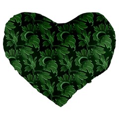 Leaf Flora Nature Desktop Herbal Large 19  Premium Flano Heart Shape Cushions by Pakrebo