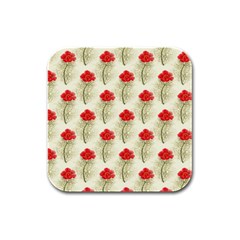 Floral Background Scrapbook Vintage Rubber Square Coaster (4 Pack)  by Pakrebo