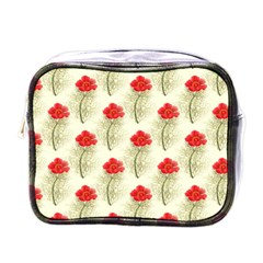 Floral Background Scrapbook Vintage Mini Toiletries Bag (one Side) by Pakrebo