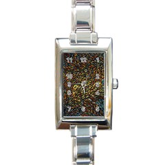 Flames Pattern Texture Gold Rectangle Italian Charm Watch by Pakrebo