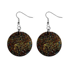 Flames Pattern Texture Gold Mini Button Earrings by Pakrebo