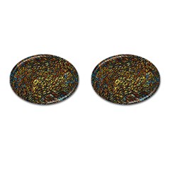 Flames Pattern Texture Gold Cufflinks (oval) by Pakrebo