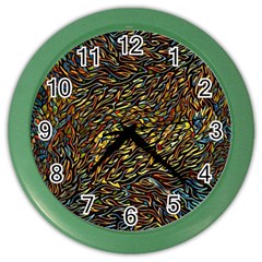 Flames Pattern Texture Gold Color Wall Clock