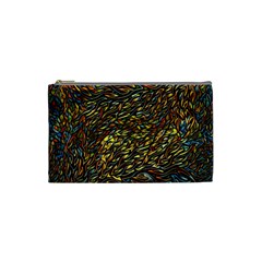 Flames Pattern Texture Gold Cosmetic Bag (small) by Pakrebo