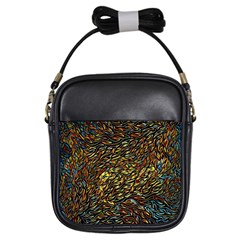 Flames Pattern Texture Gold Girls Sling Bag by Pakrebo