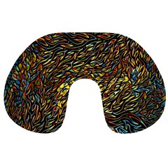 Flames Pattern Texture Gold Travel Neck Pillow by Pakrebo