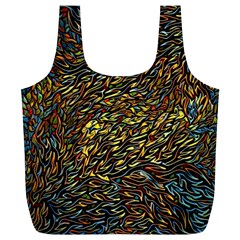 Flames Pattern Texture Gold Full Print Recycle Bag (xl) by Pakrebo