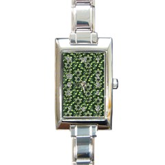 Abstract Pattern Flower Leaf Rectangle Italian Charm Watch by Pakrebo