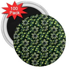 Abstract Pattern Flower Leaf 3  Magnets (100 Pack) by Pakrebo