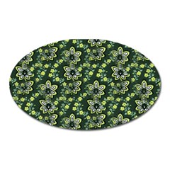 Abstract Pattern Flower Leaf Oval Magnet by Pakrebo