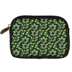 Abstract Pattern Flower Leaf Digital Camera Leather Case by Pakrebo