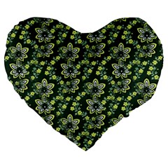 Abstract Pattern Flower Leaf Large 19  Premium Heart Shape Cushions