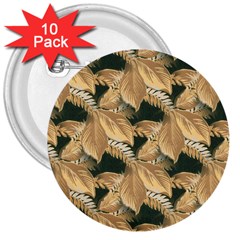 Scrapbook Leaves Decorative 3  Buttons (10 Pack)  by Pakrebo