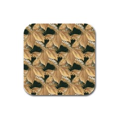 Scrapbook Leaves Decorative Rubber Square Coaster (4 Pack)  by Pakrebo