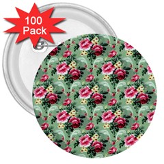 Floral Pattern Ornate Decorative 3  Buttons (100 Pack)  by Pakrebo