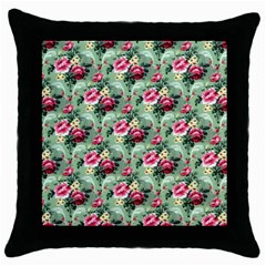 Floral Pattern Ornate Decorative Throw Pillow Case (black) by Pakrebo