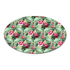 Floral Pattern Ornate Decorative Oval Magnet by Pakrebo