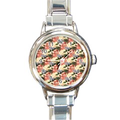 Flower Floral Decoration Pattern Round Italian Charm Watch