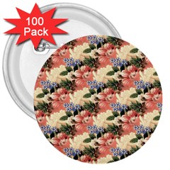 Flower Floral Decoration Pattern 3  Buttons (100 pack) 