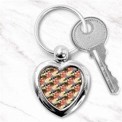 Flower Floral Decoration Pattern Key Chain (heart) by Pakrebo