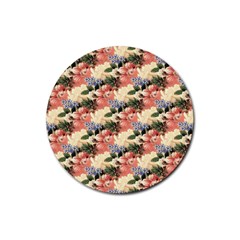 Flower Floral Decoration Pattern Rubber Coaster (Round) 