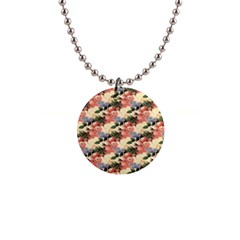 Flower Floral Decoration Pattern 1  Button Necklace by Pakrebo