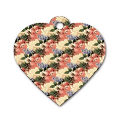 Flower Floral Decoration Pattern Dog Tag Heart (One Side)