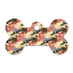 Flower Floral Decoration Pattern Dog Tag Bone (One Side)