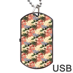 Flower Floral Decoration Pattern Dog Tag USB Flash (Two Sides)