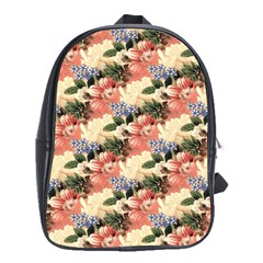 Flower Floral Decoration Pattern School Bag (XL)