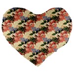 Flower Floral Decoration Pattern Large 19  Premium Heart Shape Cushions Front