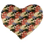 Flower Floral Decoration Pattern Large 19  Premium Heart Shape Cushions Back