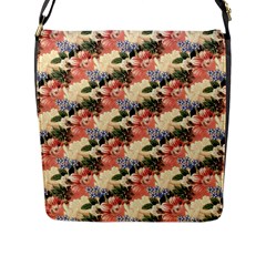 Flower Floral Decoration Pattern Flap Closure Messenger Bag (L)