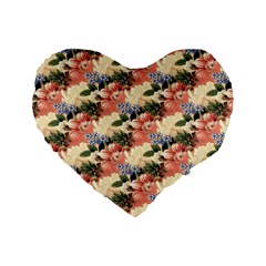 Flower Floral Decoration Pattern Standard 16  Premium Flano Heart Shape Cushions