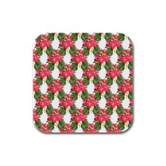 Floral Seamless Decorative Spring Rubber Square Coaster (4 Pack)  by Pakrebo