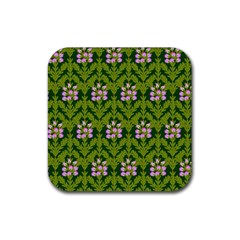 Pattern Nature Texture Heather Rubber Coaster (square)  by Pakrebo