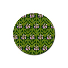 Pattern Nature Texture Heather Rubber Coaster (round)  by Pakrebo