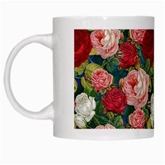 Roses Repeat Floral Bouquet White Mugs by Pakrebo