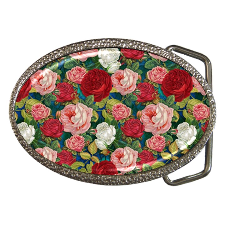 Roses Repeat Floral Bouquet Belt Buckles