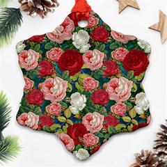 Roses Repeat Floral Bouquet Snowflake Ornament (two Sides) by Pakrebo