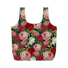 Roses Repeat Floral Bouquet Full Print Recycle Bag (m) by Pakrebo