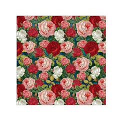 Roses Repeat Floral Bouquet Small Satin Scarf (square) by Pakrebo