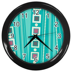 Non Seamless Pattern Background Blue Wall Clock (black)