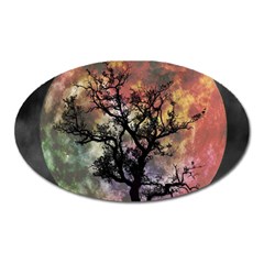 Full Moon Silhouette Tree Night Oval Magnet by Pakrebo